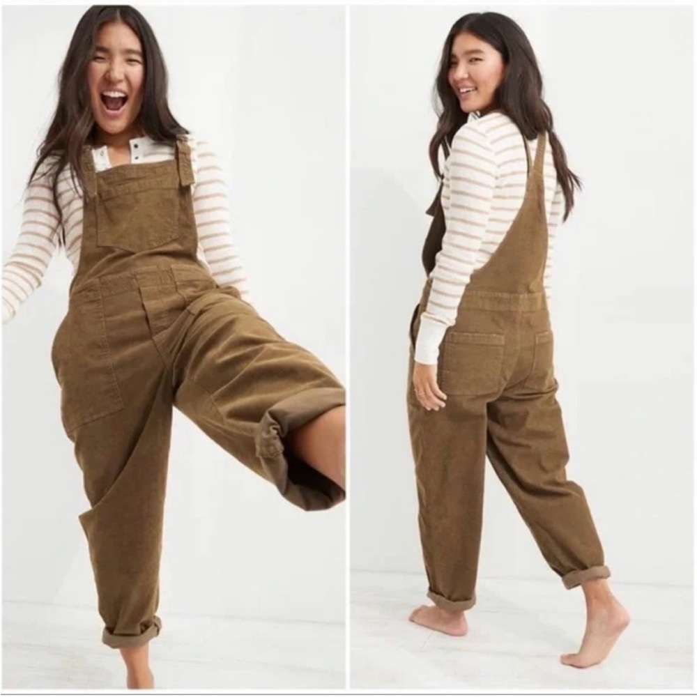 Aerie Werk & Play Corduroy Overalls, size L